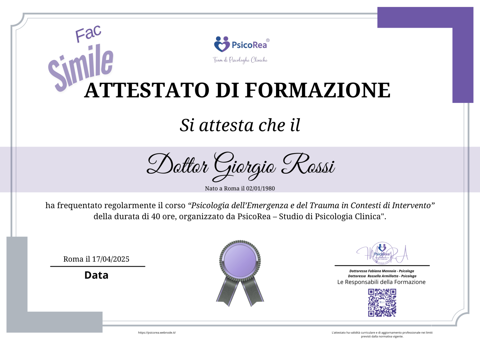 Fac Simile Certificazione